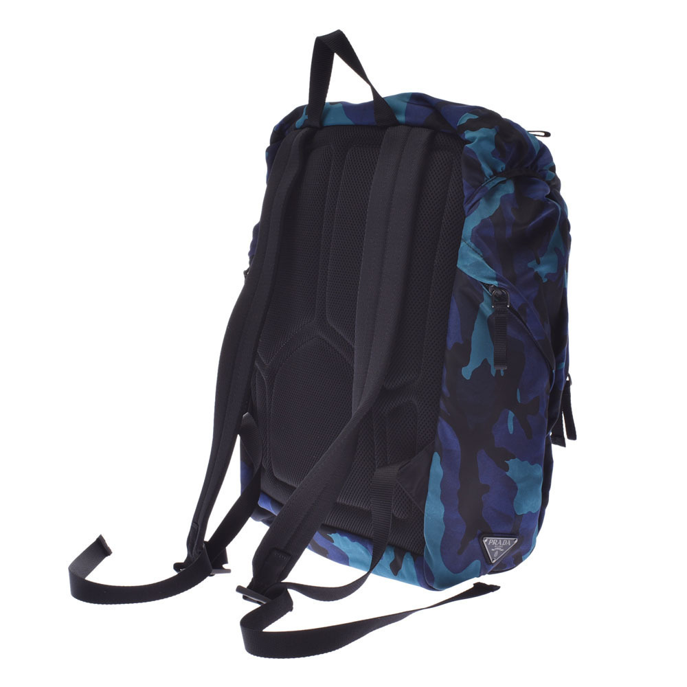 Prada Nylon Daypack Camouflage Backpack Blue